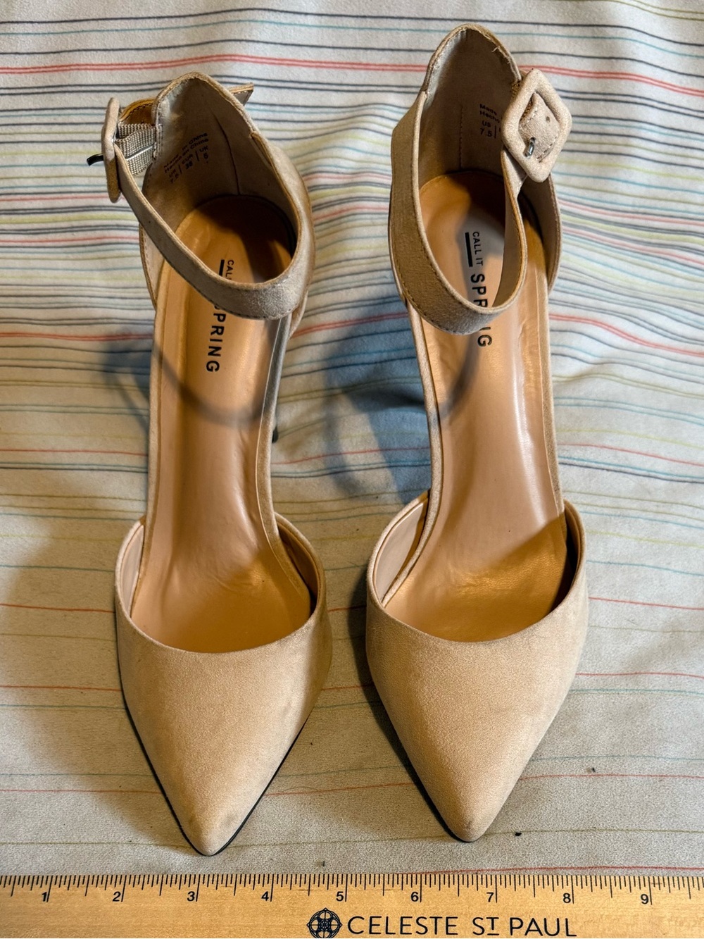 Call It Spring Pointed Toe Ankle Strap Pumps in Beige